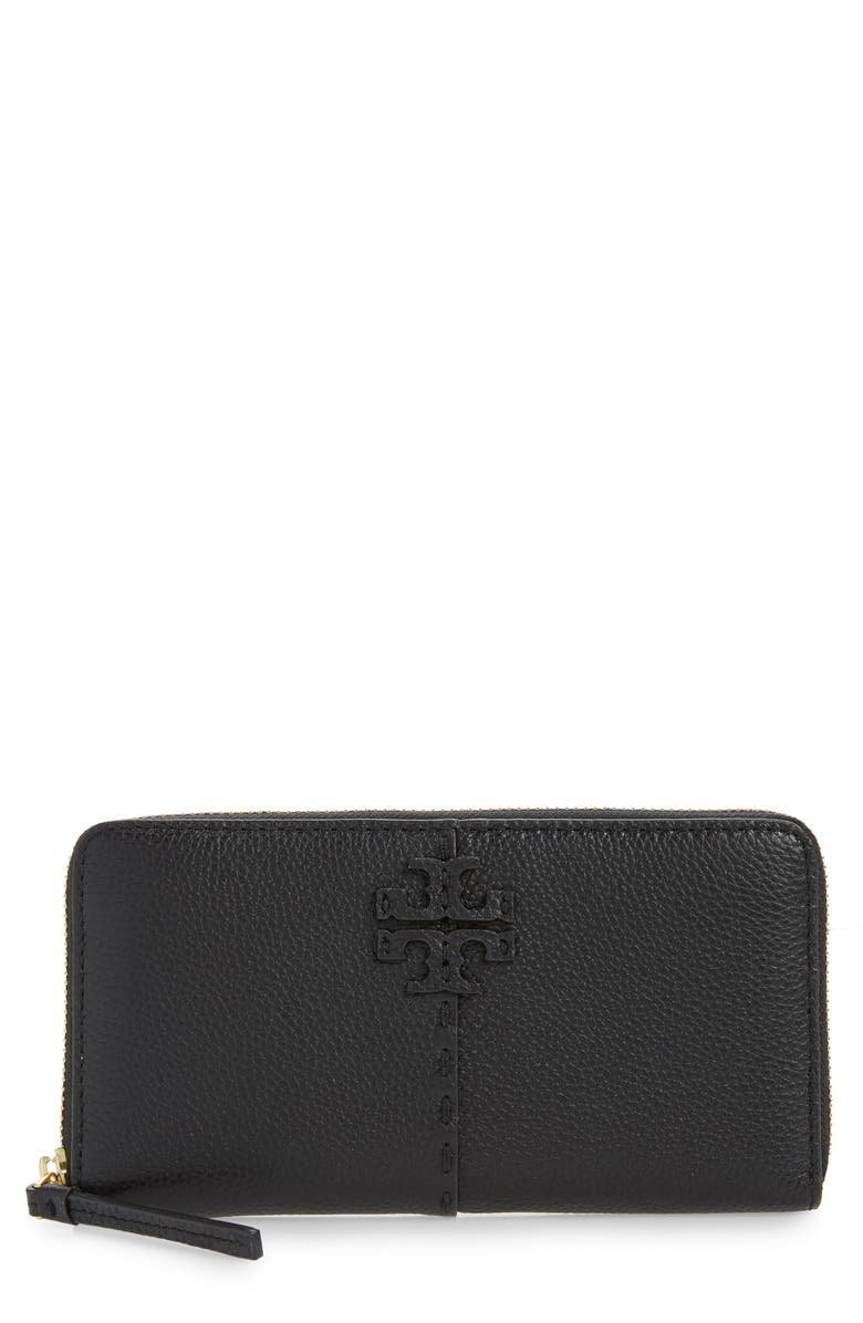 Tory Burch McGraw Leather Continental Zip Wallet, Main, color, 