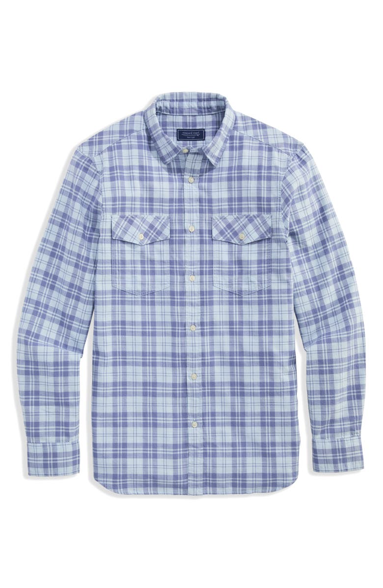 vineyard vines Hummock Pond Regular Fit Plaid Cotton Button-Up Shirt, Main, color, Ice Water