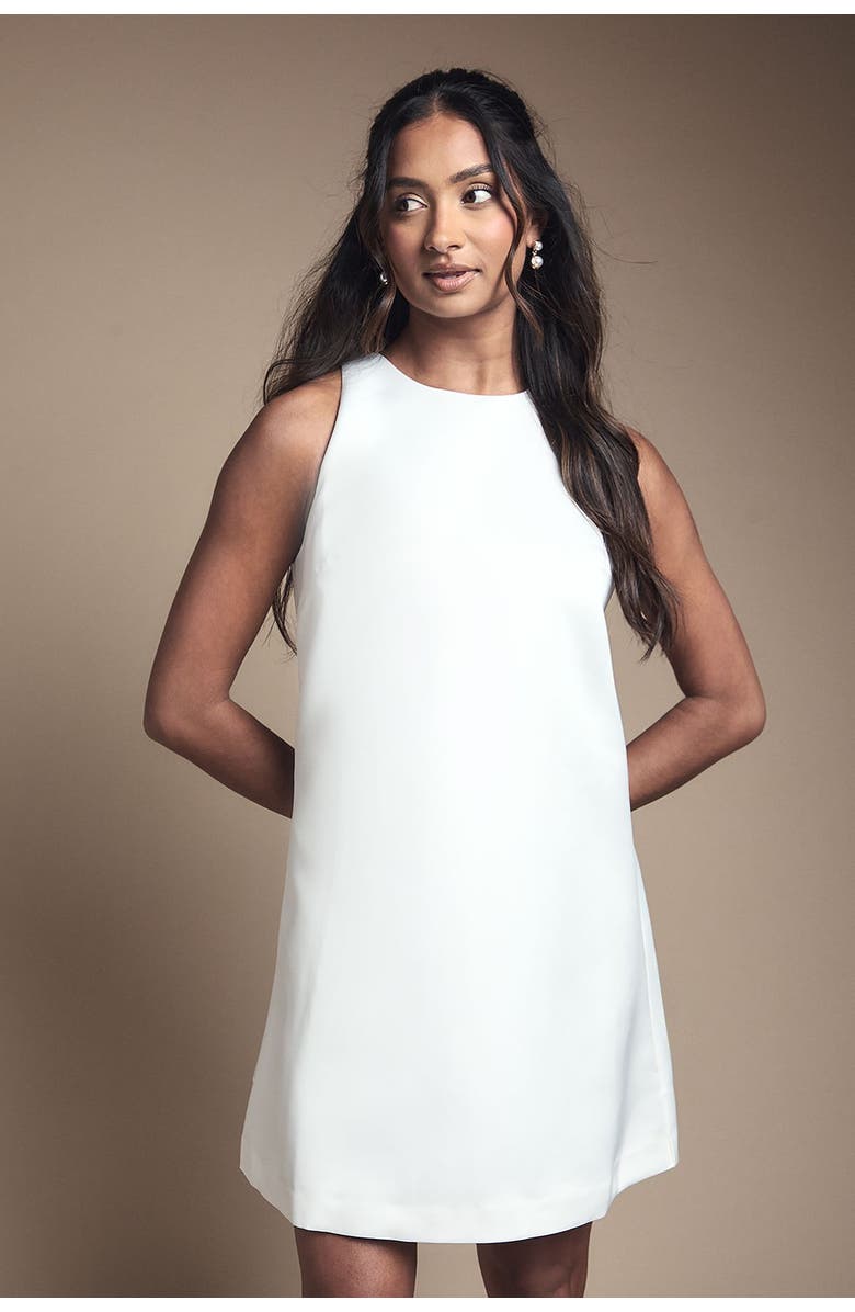 Coast Structured Satin Bridal Mini Dress, Alternate, color, Ivory