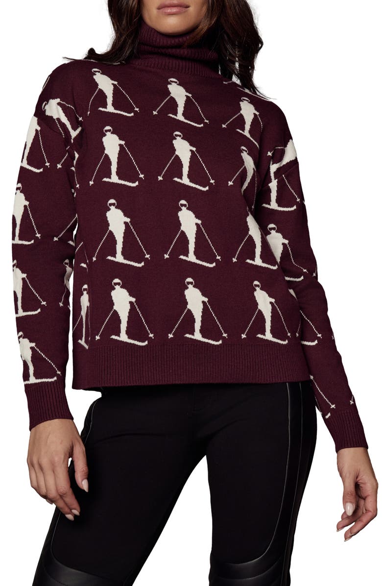 Alp N Rock Dani Skier Jacquard Organic Cotton Blend Turtleneck Sweater, Main, color, Dark Cherry