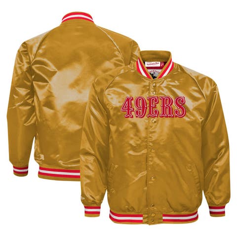 Youth Mitchell & Ness Gold San Francisco 49ers Satin Raglan Full-Snap Jacket