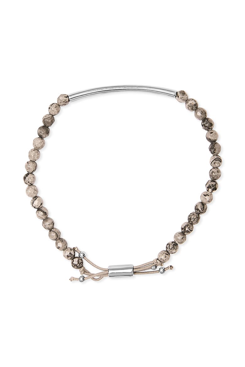 Sterling Silver Jasper Bead Station Bracelet Bolo Clasp, Alternate, color, Silver