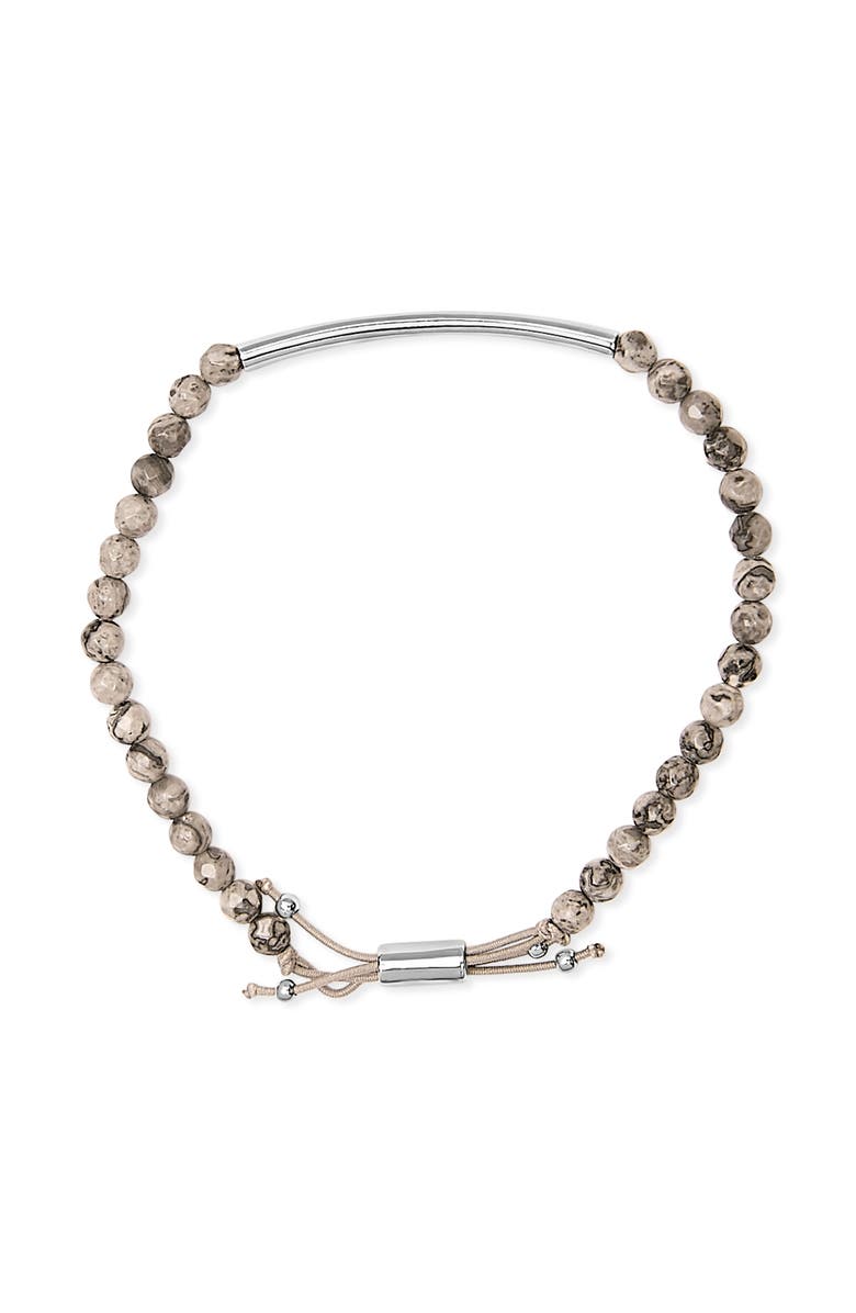 Haus of Brilliance Sterling Silver Jasper Bead Station Bracelet Bolo Clasp, Alternate, color, Silver