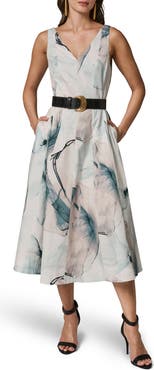 Donna Karan New York Belted A-Line Midi Dress