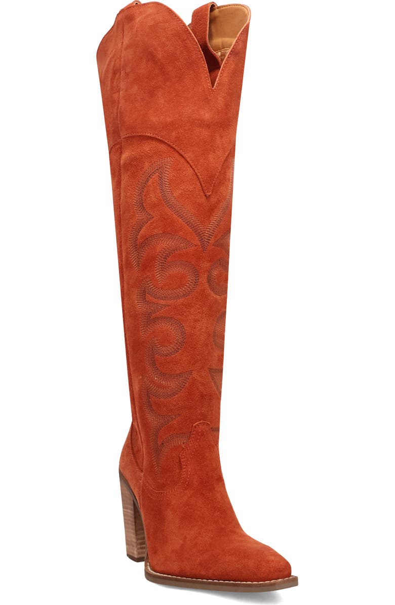 Dingo Primadonna Pointed Toe Over the Knee Western Boot, Main, color, Rust