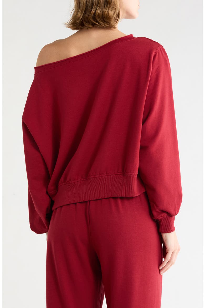 Loved Fleece Off the Shoulder Sweatshirt, Alternate, color, RED CINDER
