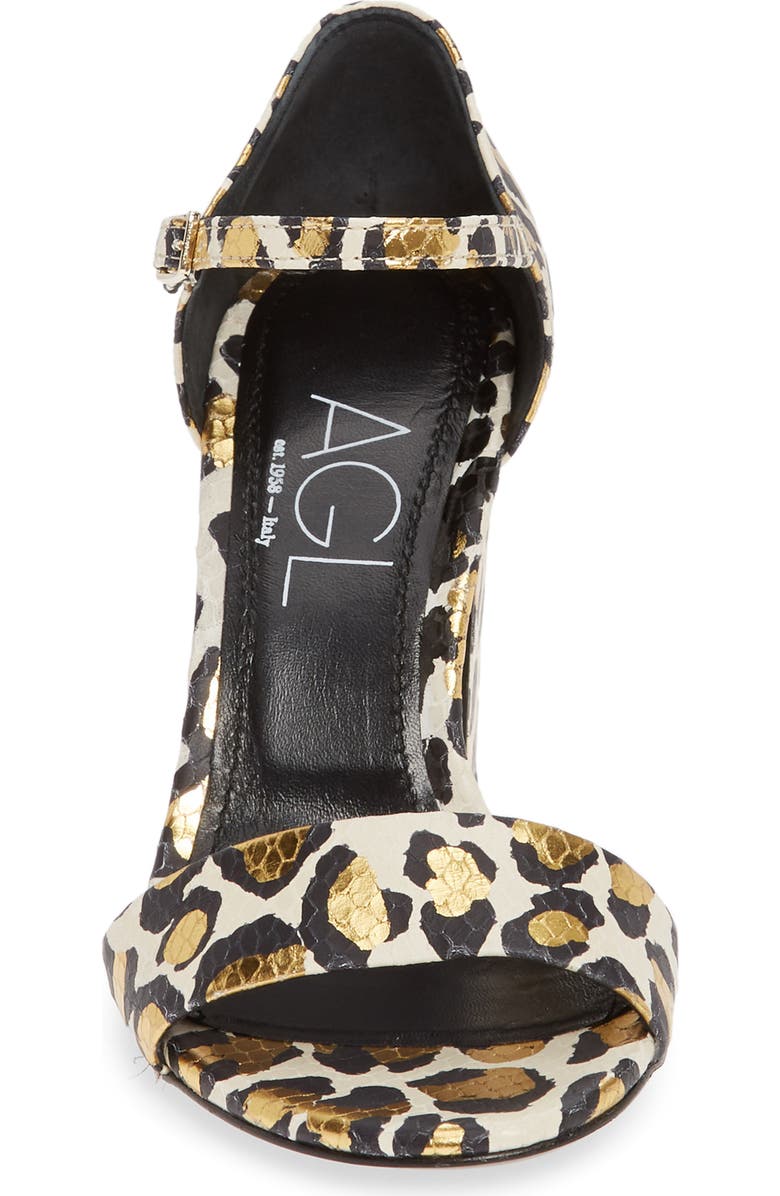 AGL Snake Embossed Leopard Print Sandal, Alternate, color,