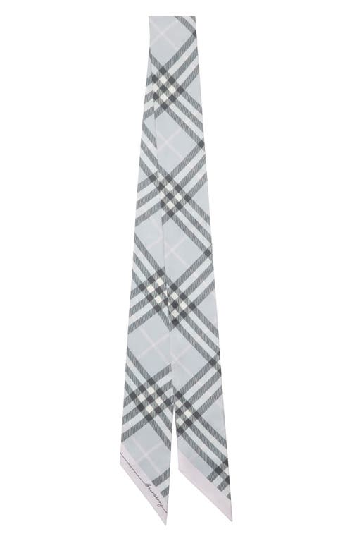 Burberry Check Skinny Silk Twill Scarf In Gray