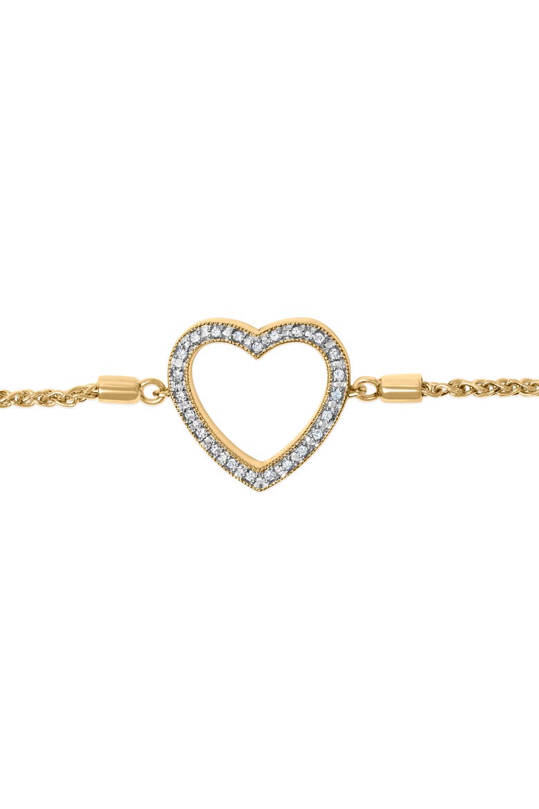 Gold Vermeil Diamond Accent Heart Lariat Bolo Bracelet, Alternate, color, Silver