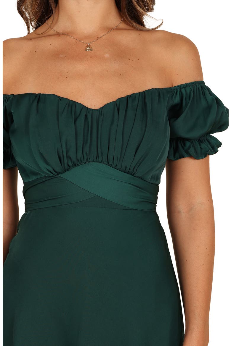 Mickenna Frill Tie Back Midi Dress, Alternate, color, EMERALD
