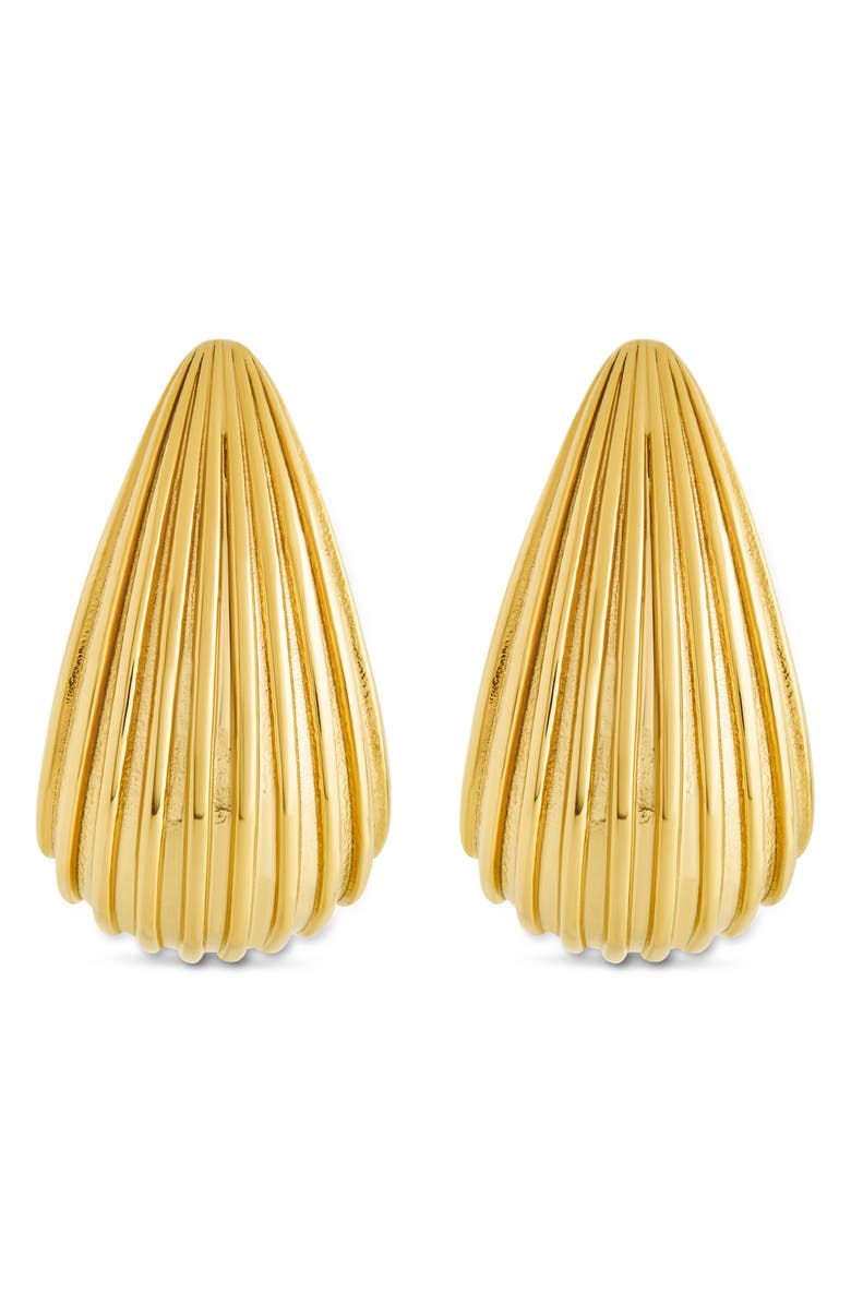 Sterling Forever Celine Ribbed Huggie Hoop Earrings, Alternate, color, Gold