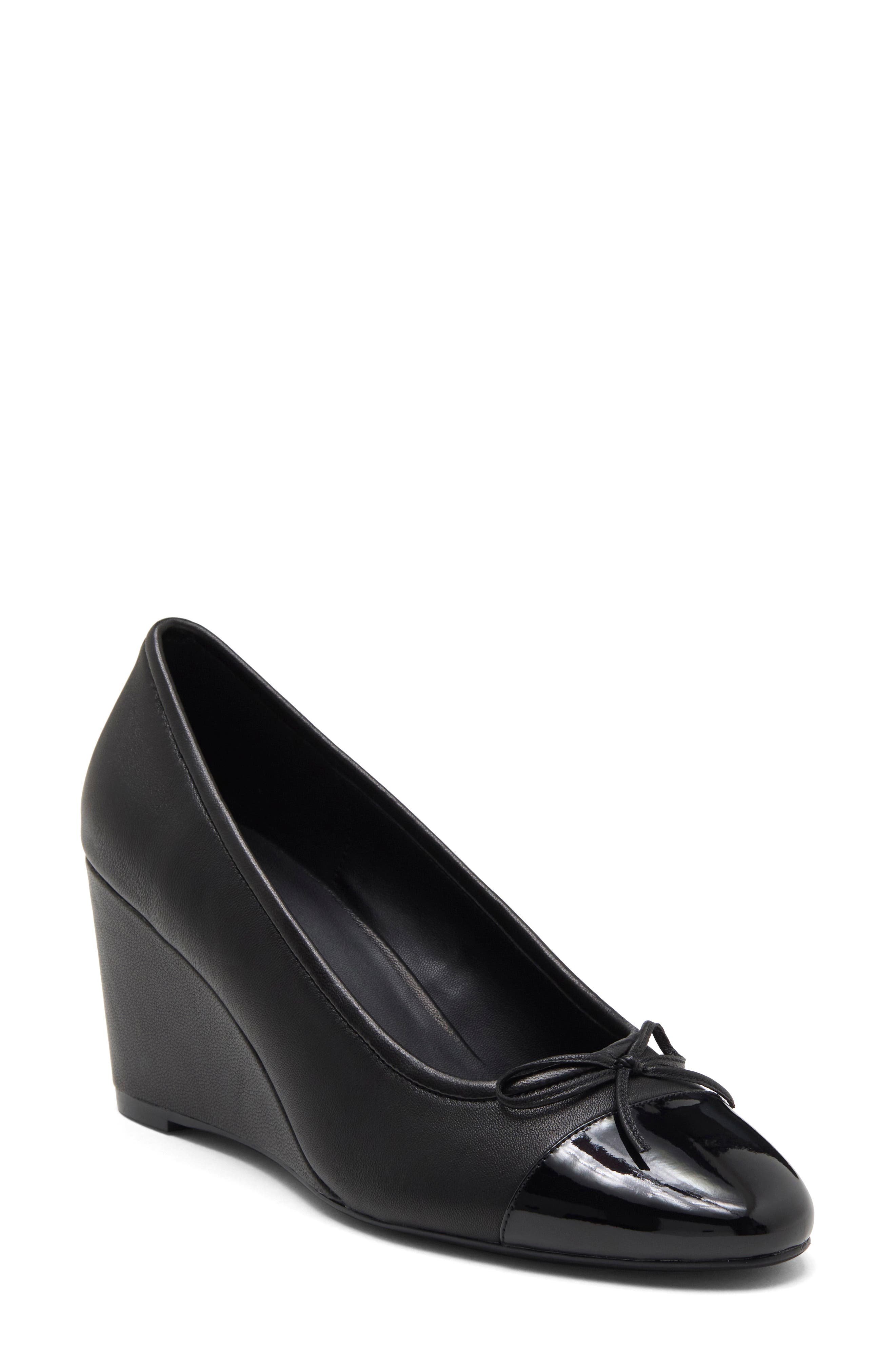 Shopping Wedge Pump, Main, color, BLACK BLACK PATENT