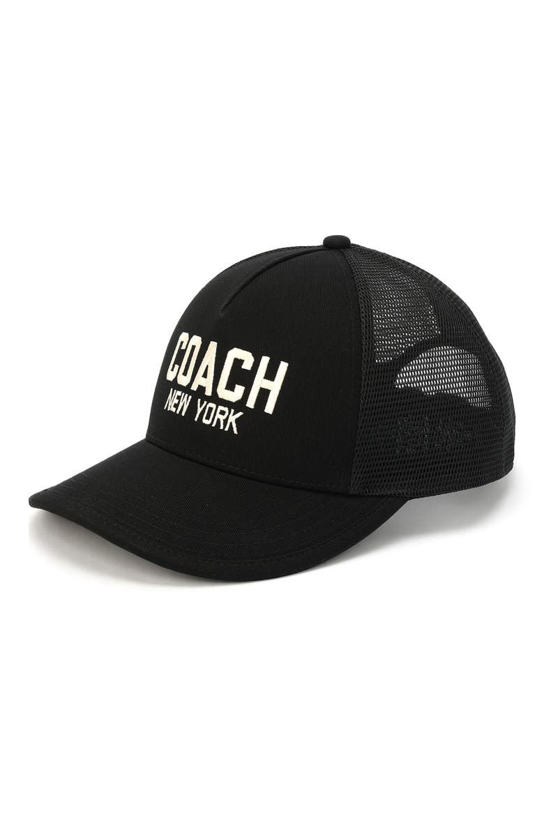 Logo Cotton Twill Trucker Hat, Main, color, BLACK