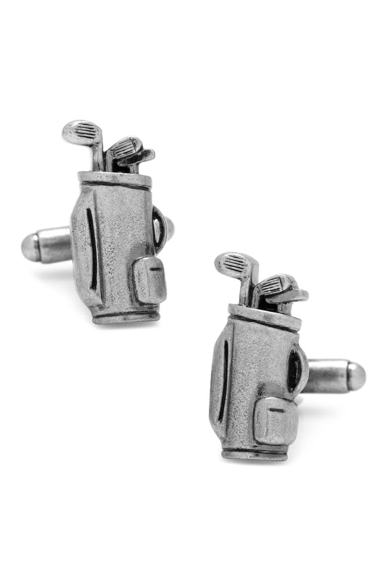 Golf Bag Cuff Links, Main, color, SILVER