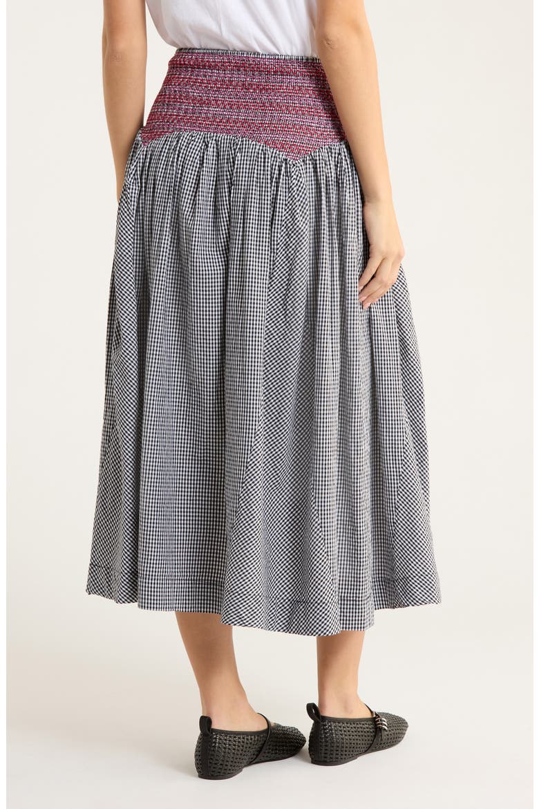 Layla Godet Organic Cotton Midi Skirt, Alternate, color, BLACK