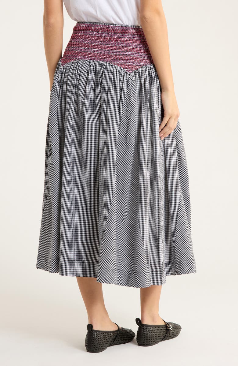 Damson Madder Layla Godet Organic Cotton Midi Skirt, Alternate, color, Black