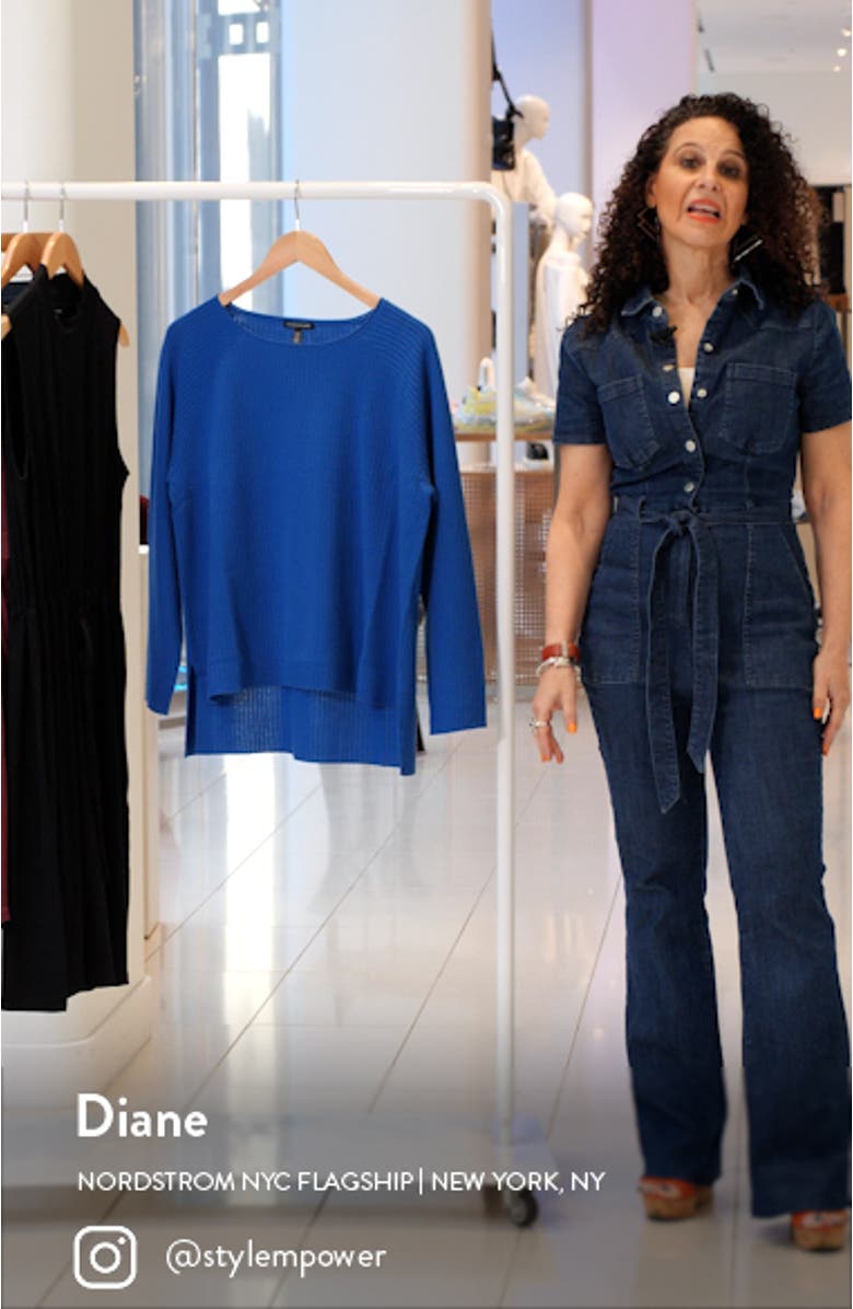 Boat Neck Raglan Sleeve Merino Wool Rib Sweater, sales video thumbnail