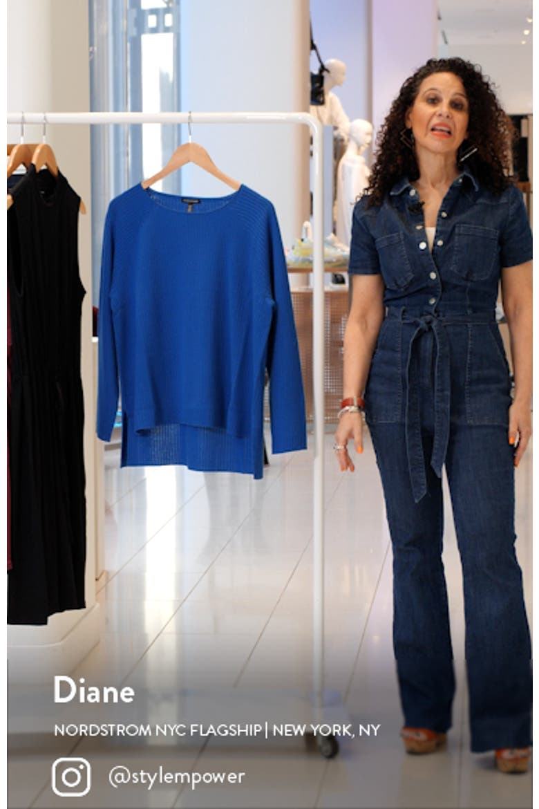 Boat Neck Raglan Sleeve Merino Wool Rib Sweater video