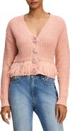 Cinq à Sept Krissi Embellished Button Feather Trim Cardigan