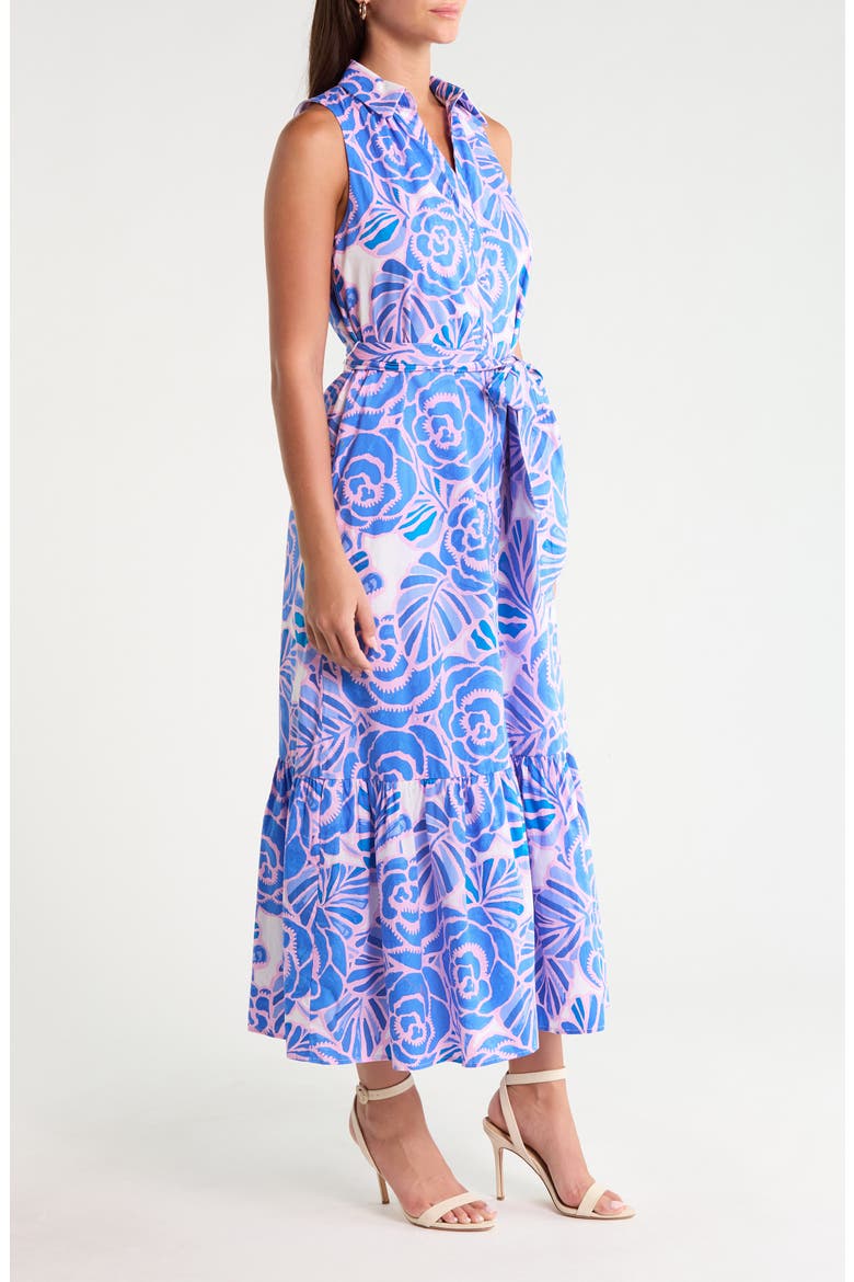 Cileah Floral Sleeveless Cotton Shirtdress, Alternate, color, WHITE-PINK-BLUES