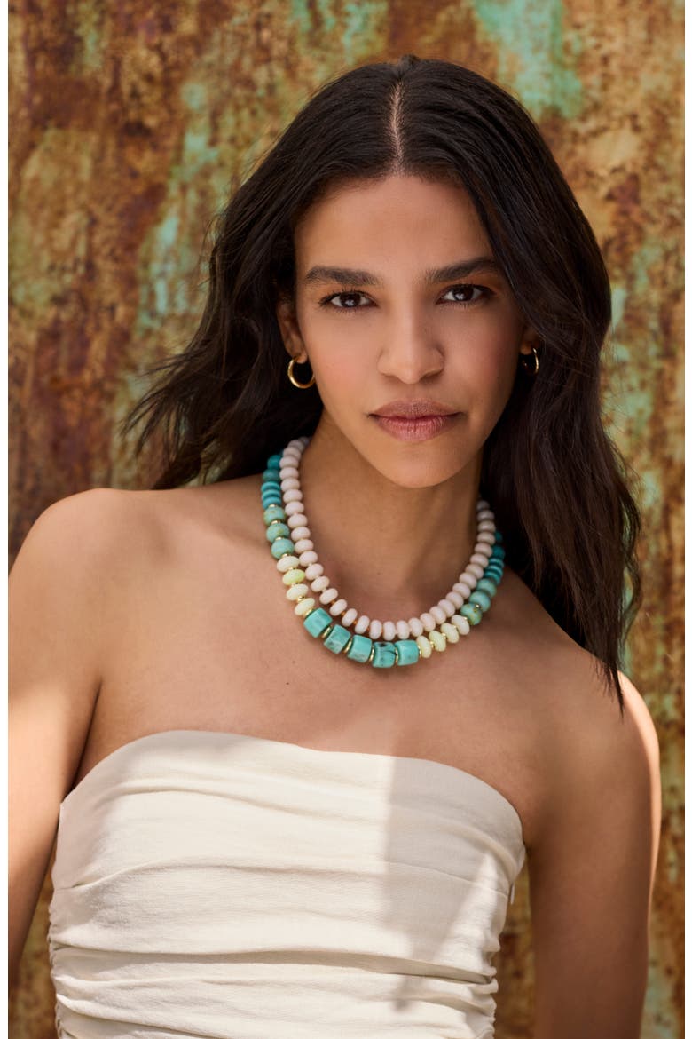 Mixed Beaded Necklace, Alternate, color, TURQUOISE MULTI- GOLD
