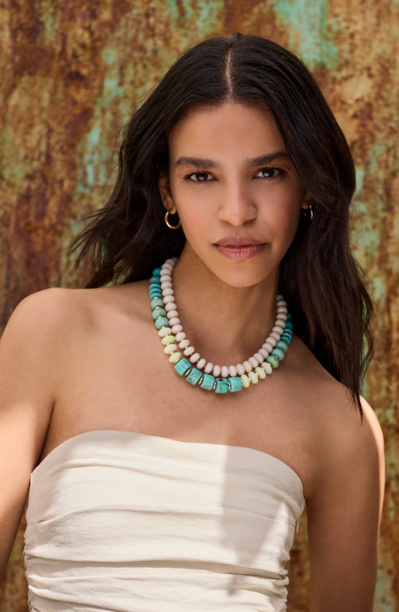 Nordstrom Mixed Beaded Necklace, Alternate, color, Turquoise Multi- Gold