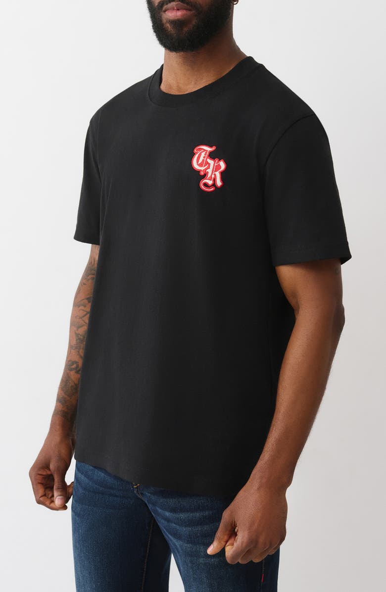 True Religion Heavy Logo Cotton T-Shirt, Alternate, color, Jet Black