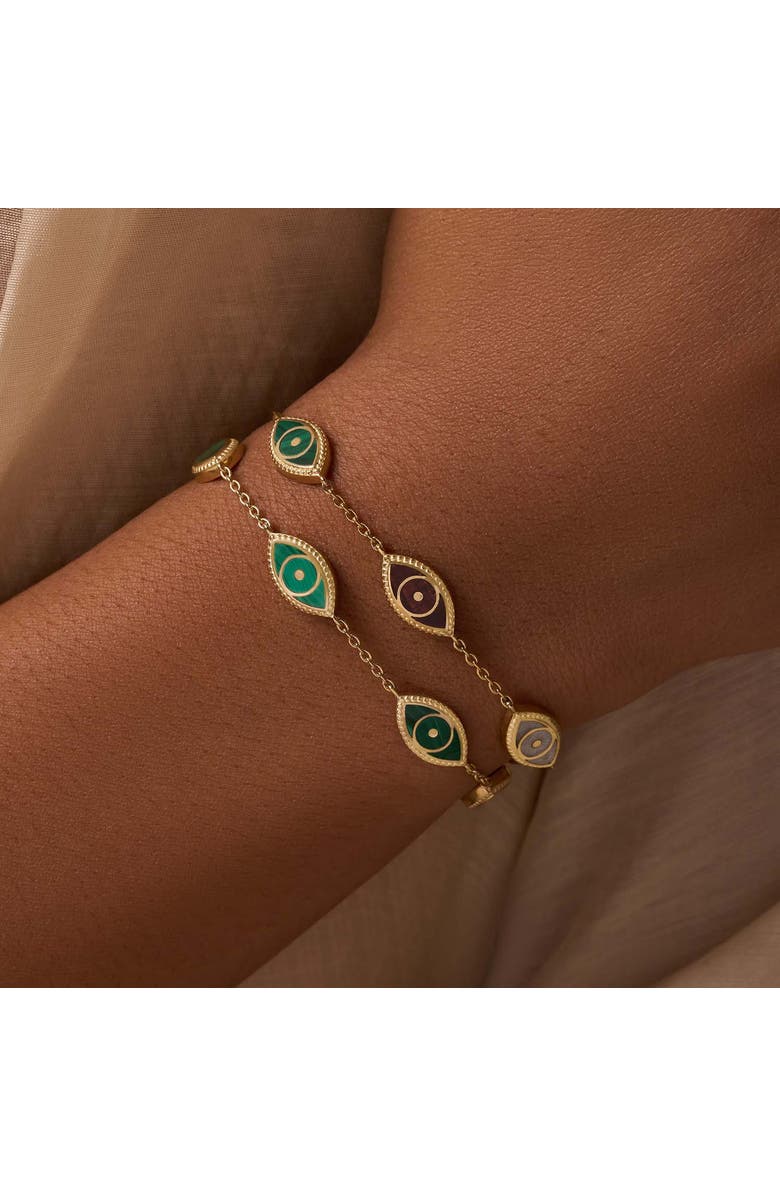 Karma and Luck Constant Guardian Evil Eye Multi Stone Bracelet, Alternate, color, Gold/Multicolor