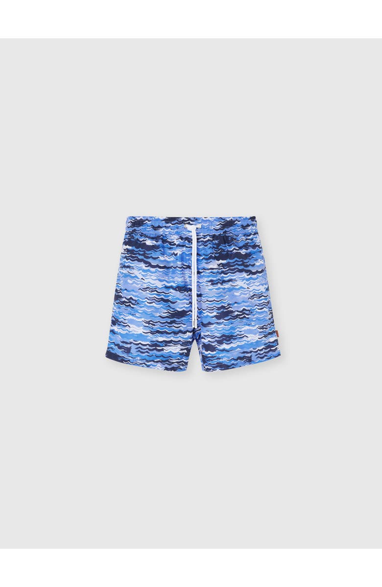 UM Mid-length Swim Shorts With Wave Print, Main, color, Blue