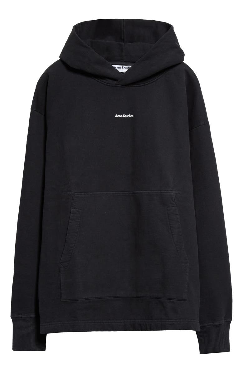 Acne Studios Small Logo Embroidered Organic Cotton Hoodie, Alternate, color, Black