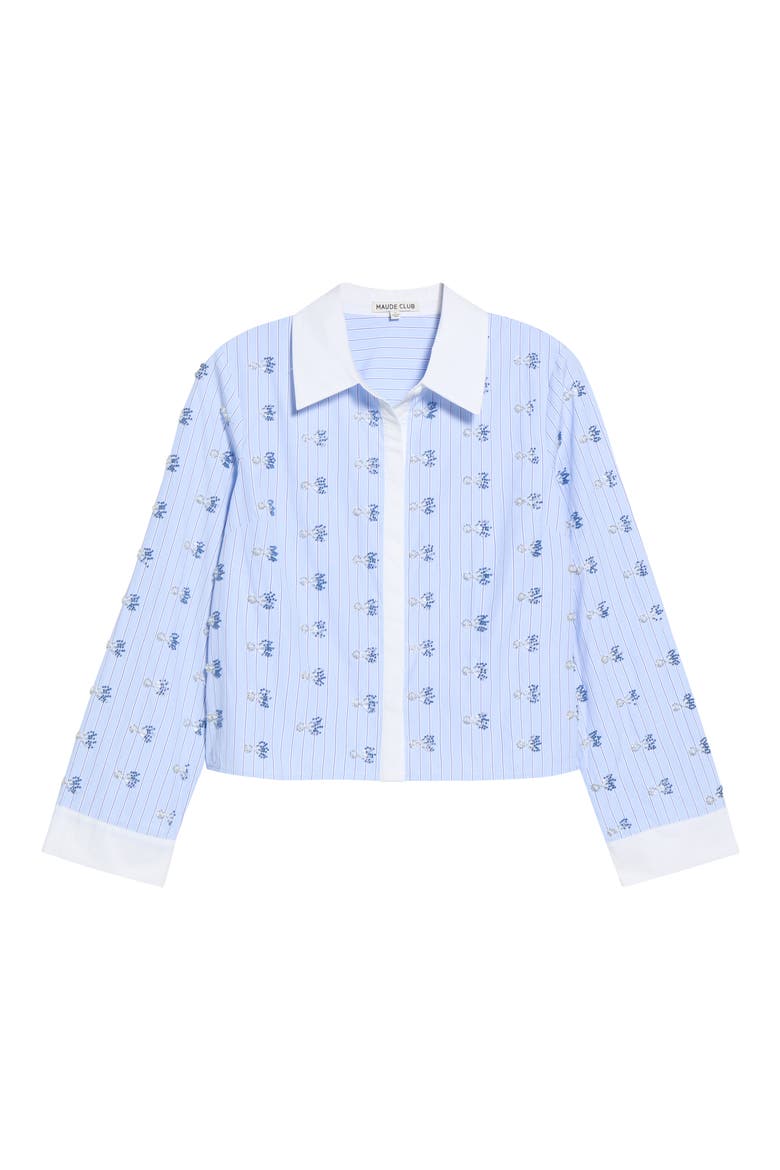 Sabine Beaded Stripe Shirt, Alternate, color, BLUE WHITE
