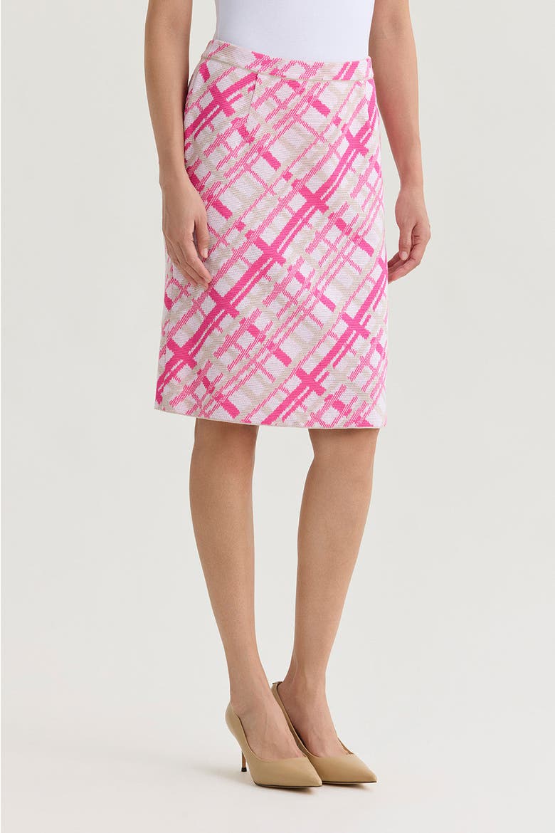 Plaid Knit Straight Skirt, Alternate, color, Carmine Rose/Pink