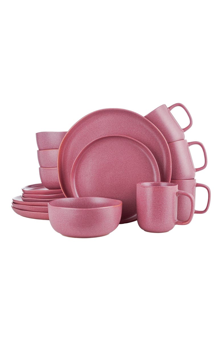 Stone Lain Tom Stoneware 16-Piece Dinnerware Set, Main, color, Pink White