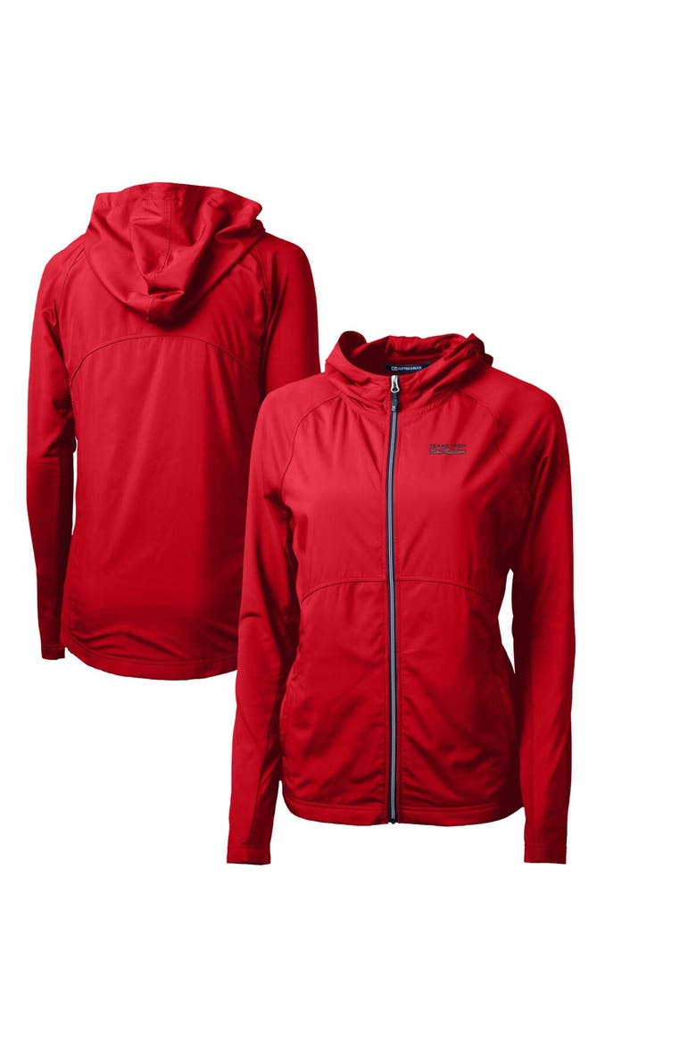 Women's Cutter & Buck Red Texas Tech Red Raiders Adapt Eco Knit Hybrid Recycled Full-Zip Hoodie, Main, color, Red