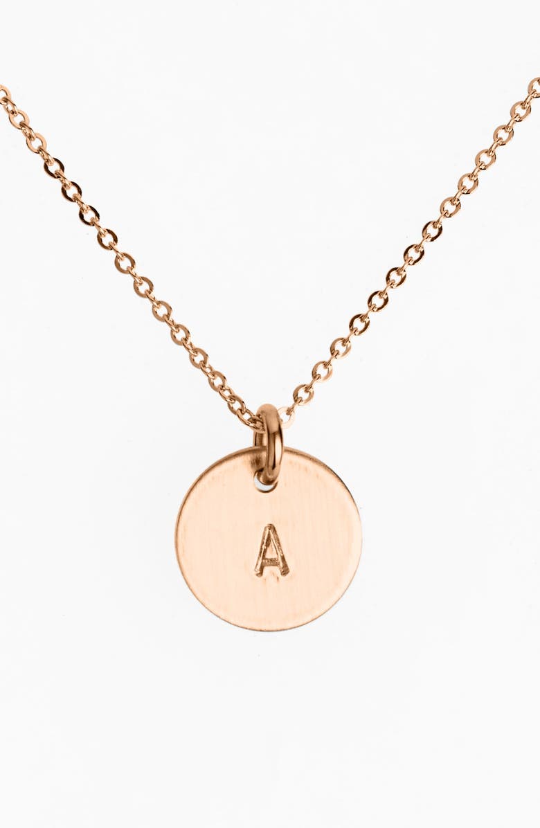Nashelle 14k-Rose Gold Fill Initial Mini Disc Necklace, Main, color, 