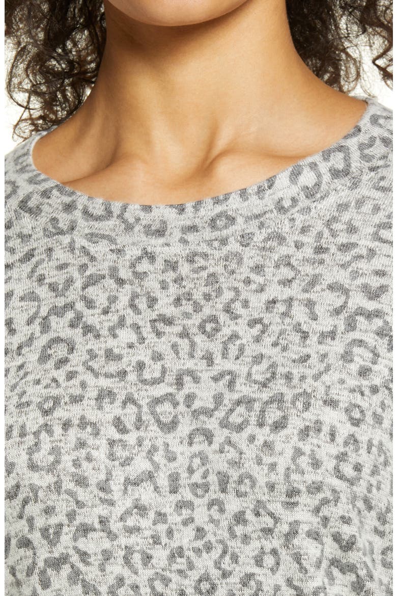 Cozy Athletic Tape Top, Alternate, color, HEATHER GREY LEOPARD