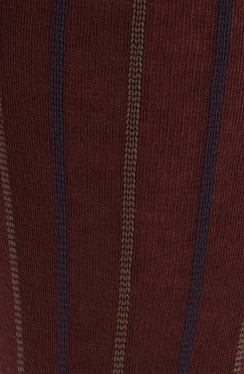 Nordstrom Vertical Stripe Cotton Blend Dress Socks In Burgundy