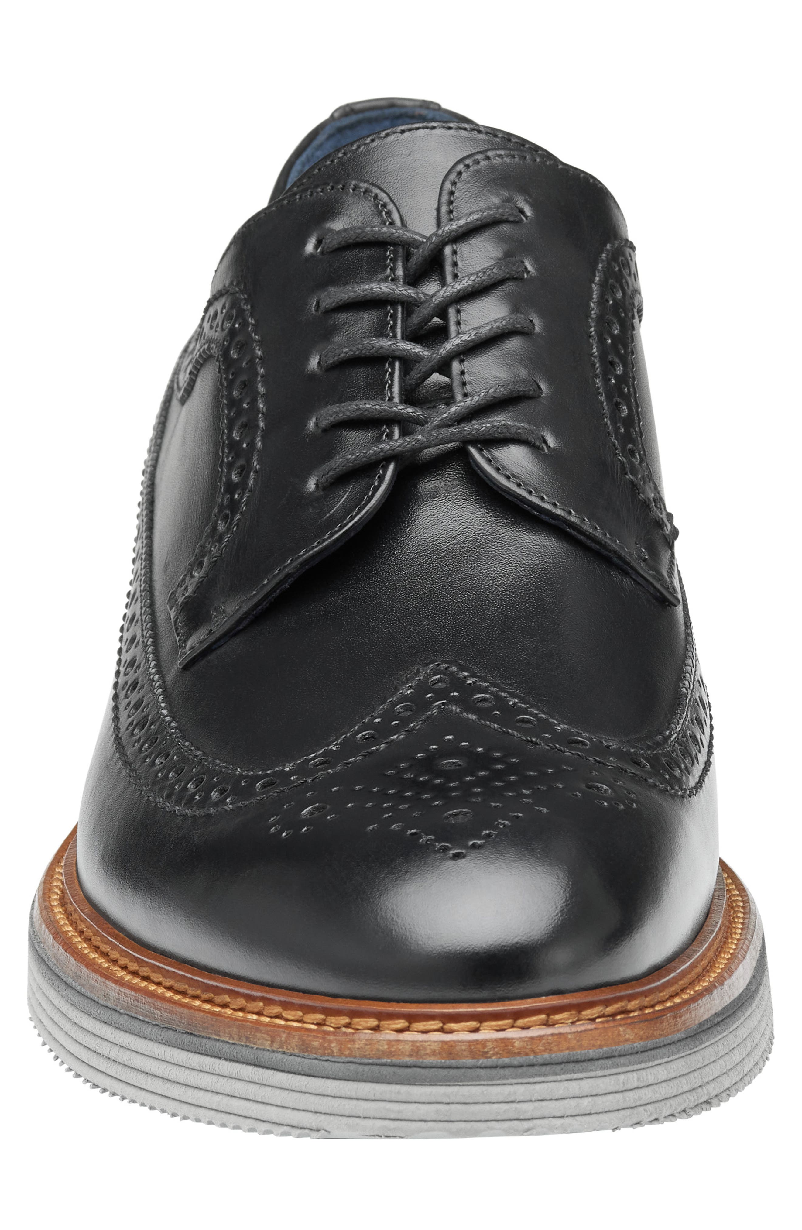 Johnston & Murphy Jenson Longwing Derby, Alternate, color, Black Italian Calfskin