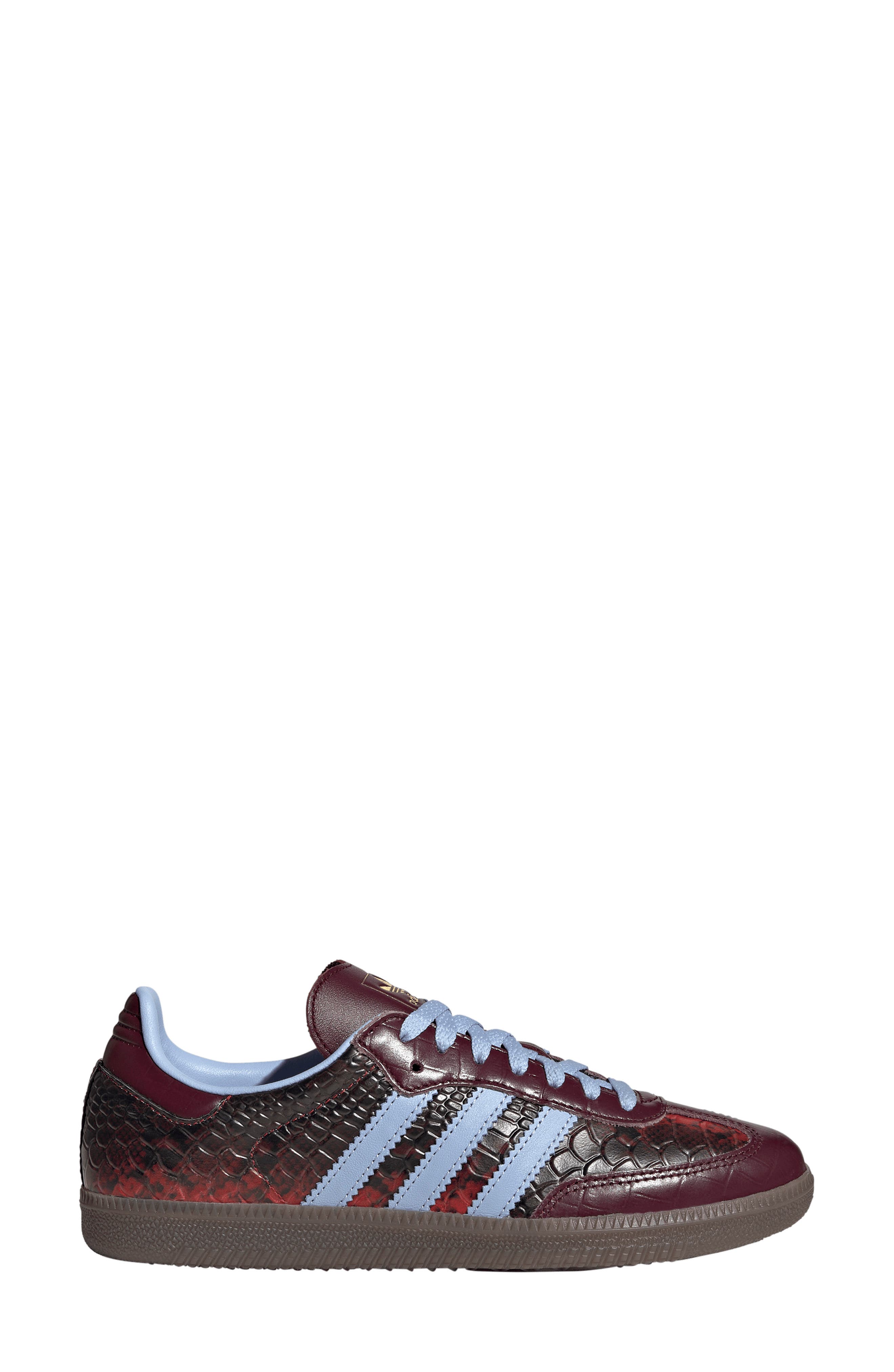 Samba OG Leather Sneaker, Alternate, color, MAROON/ BLUE DAWN/ GOLD MET.