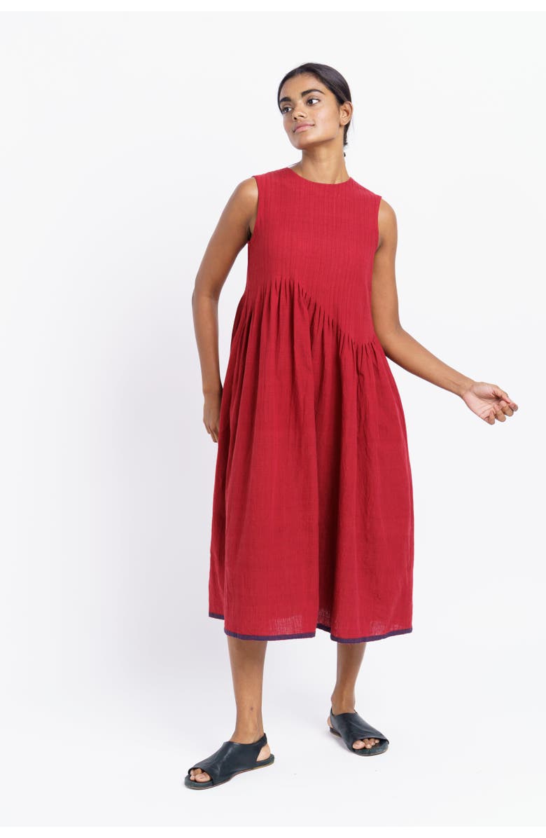 World of Crow Red Pleated Midi Dress, Main, color, 