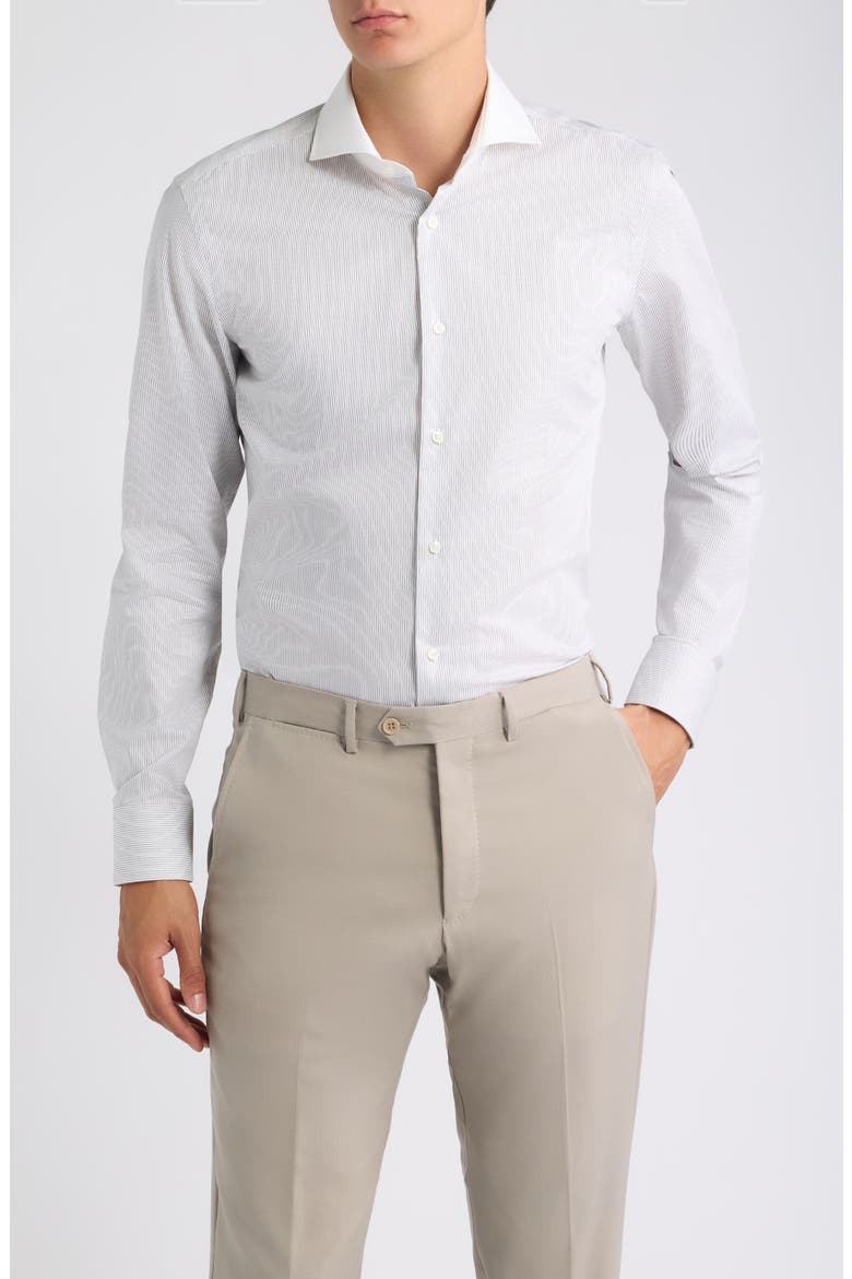 Hank Trim Fit Cotton Button Shirt, Main, color, BLACK