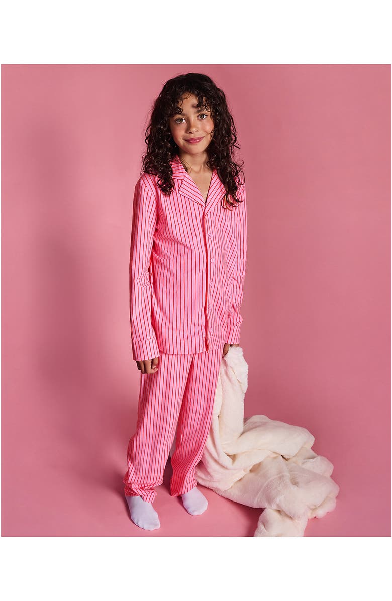 Lands' End Kids Flannel 2 Piece Pajama Set, Main, color, Candy Pink Stripe