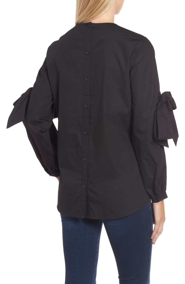 Pleione Tie Sleeve Poplin Blouse, Alternate, color, 