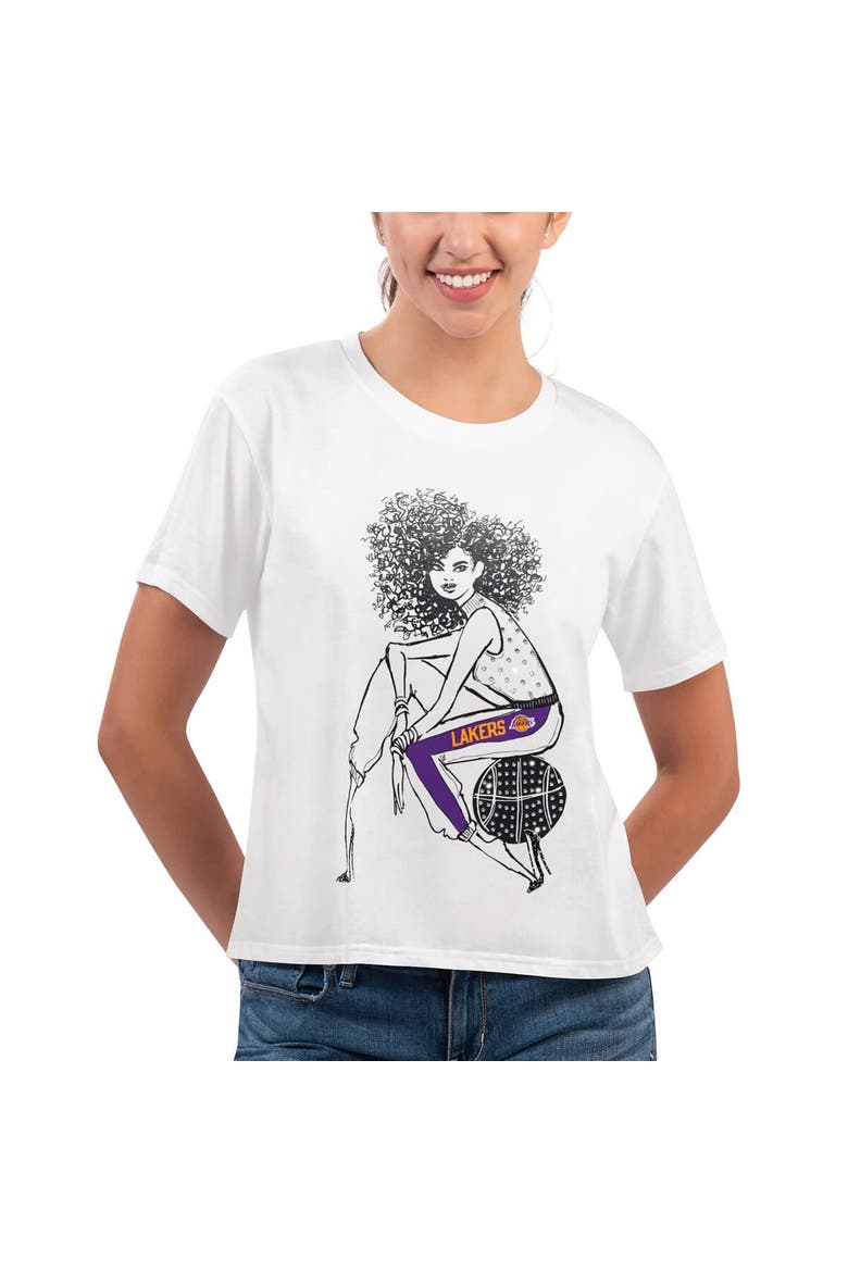 Women's G-III 4Her by Carl Banks White Los Angeles Lakers Play the Ball Cropped T-Shirt, Alternate, color, White