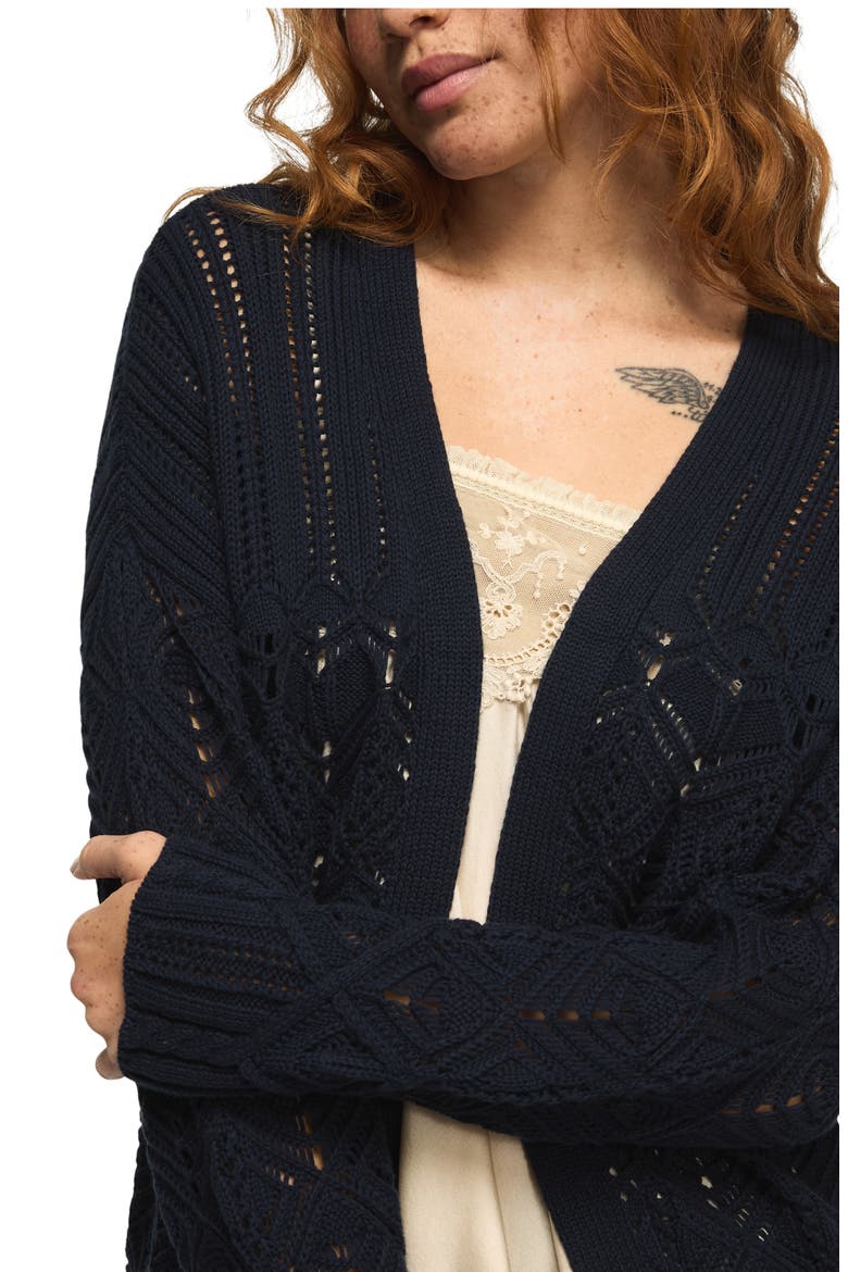 Mixed Stitch Cardigan, Alternate, color, CADET NAVY