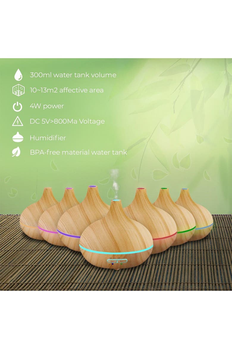 Ultrasonic Aromatherapy Diffuser & 10-Pack Pure 400ml Essential Oils, Alternate, color, NO COLOR
