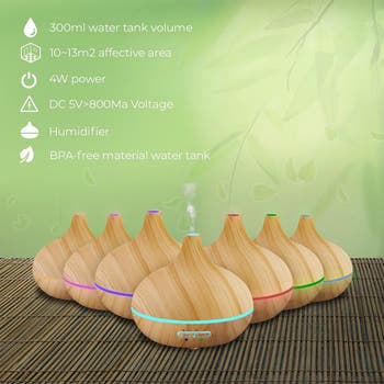 Ultrasonic Aromatherapy Diffuser & 10-Pack Pure 400ml Essential Oils