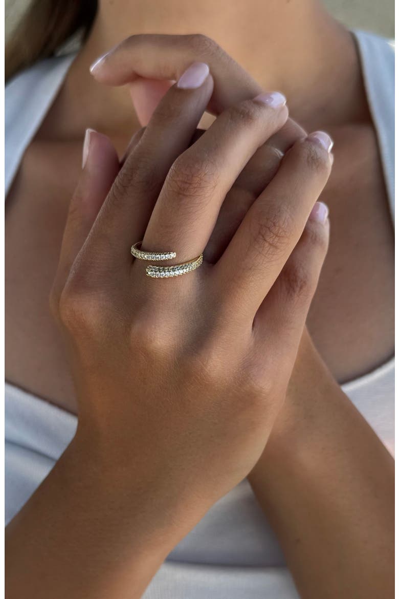 Pavé CZ Bypass Ring, Alternate, color, GOLD