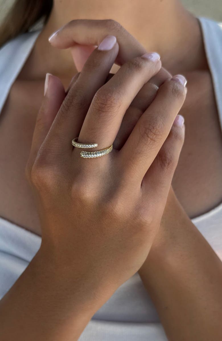 Adornia Pavé CZ Bypass Ring, Alternate, color, Gold