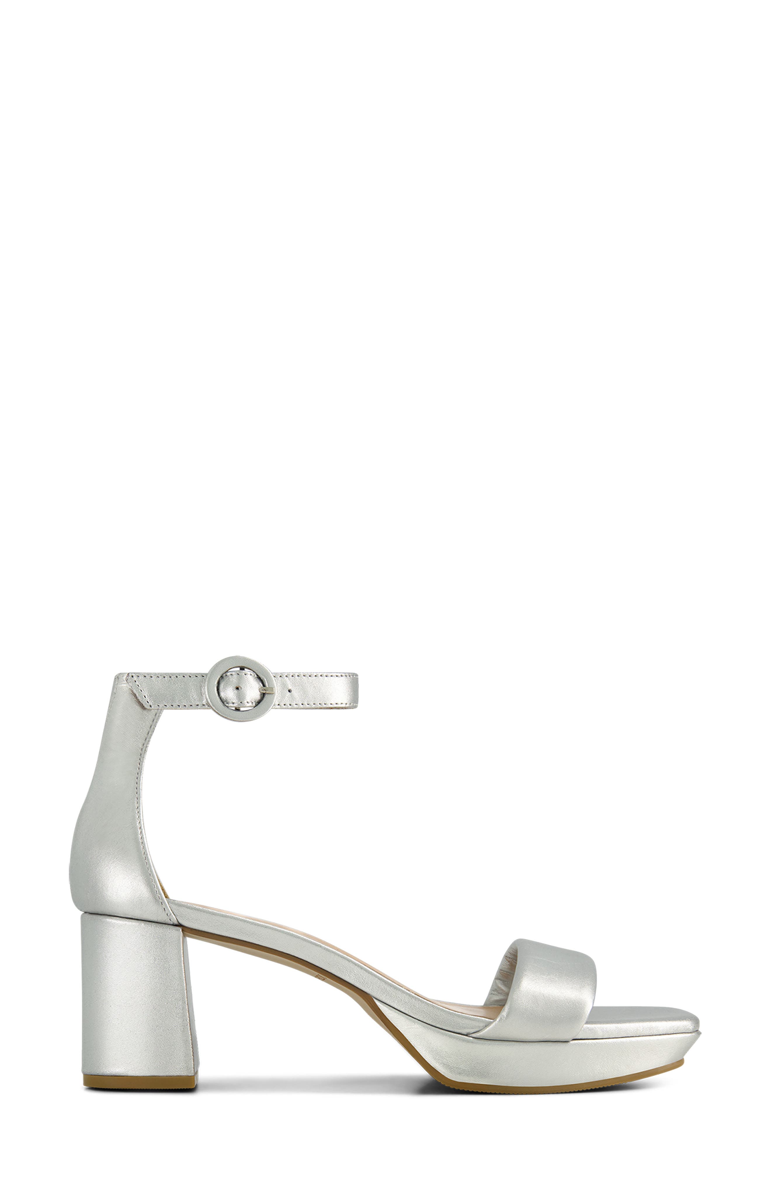 Carla Square Toed Ankle Strap Sandal, Alternate, color, SILVER ANTIQUE CALF